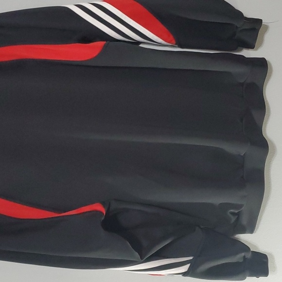 Adidas jacket men's sz medium black red white stripes Adidas logo y2k po… - Picture 8 of 16